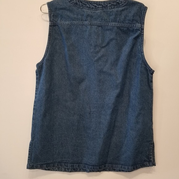 Vintage 90's New Denim Vest Women's Long Jean Vest Western Blue Pockets Size M - Picture 7 of 12